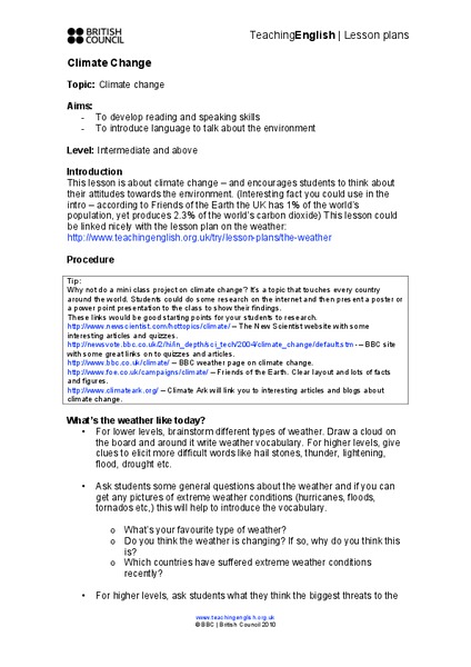 Climate Change Lesson Plan