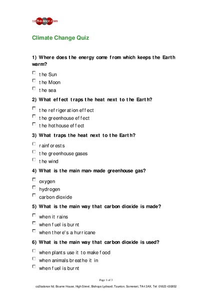 Climate Change Quiz Interactive
