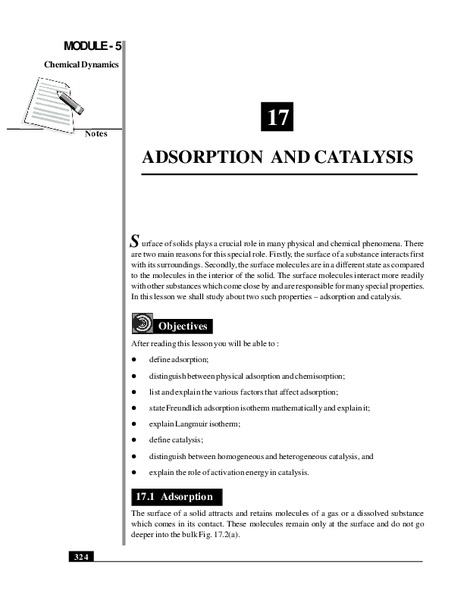 Adsorption and Catalysis Handout