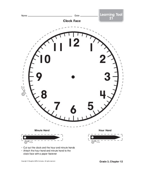 Clock Face Worksheet