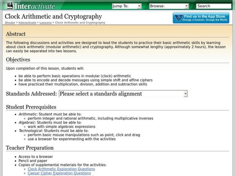 Clock Arithmetic and Cryptography Lesson Plan