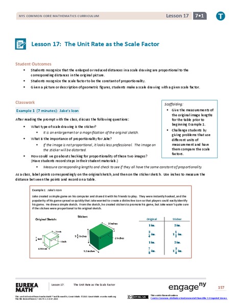 The Unit Rate as the Scale Factor Lesson Plan