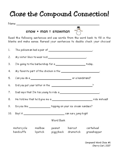 Close the Compound Connection! Worksheet