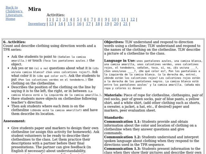 Clothing Lesson Plan