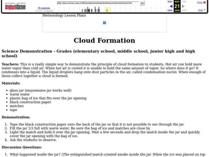 Cloud Formation Lesson Plan