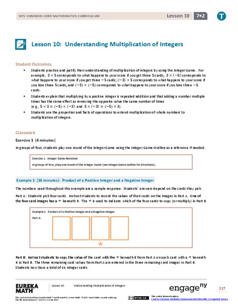Understanding Multiplication of Integers Lesson Plan
