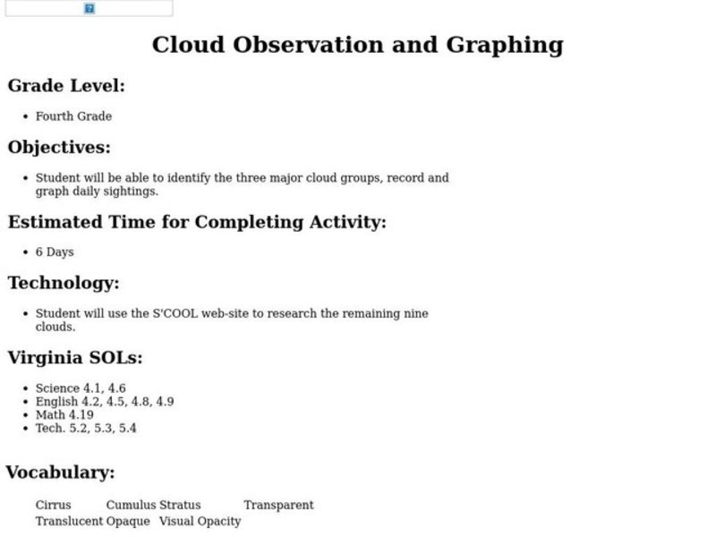 Cloud Observation and Graphing Lesson Plan