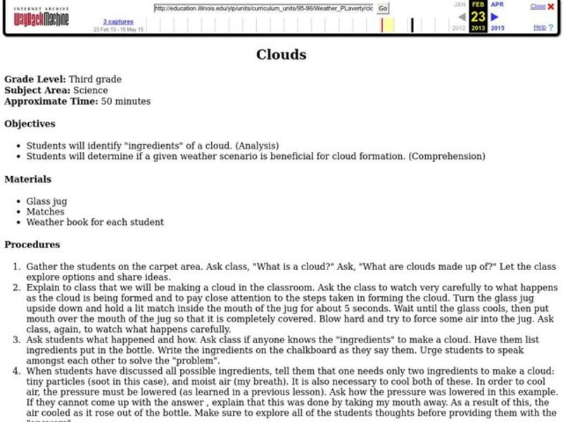 CLOUDS Lesson Plan