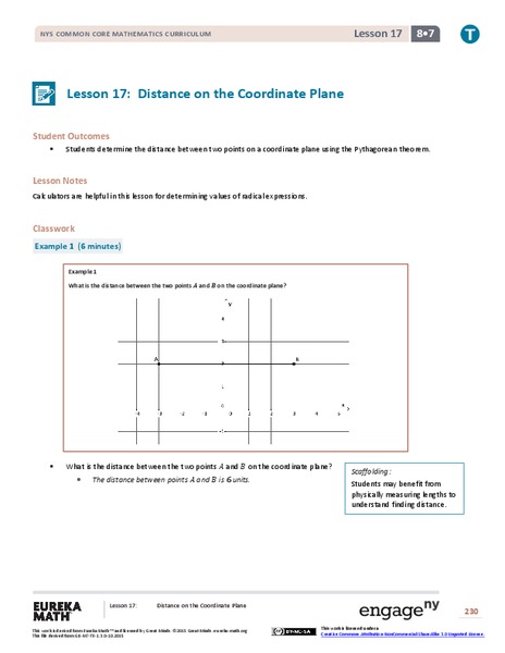 Distance on the Coordinate Plane Lesson Plan