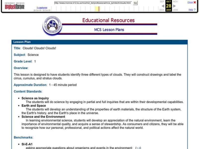 Clouds! Clouds! Clouds! Lesson Plan