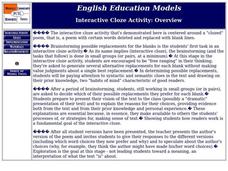 Cloze Activity Lesson Plan