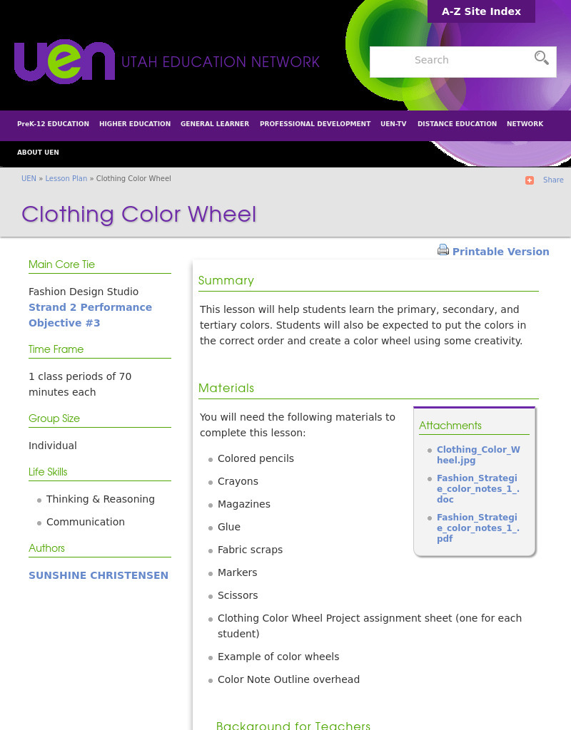 Clue In On Color Lesson Plan