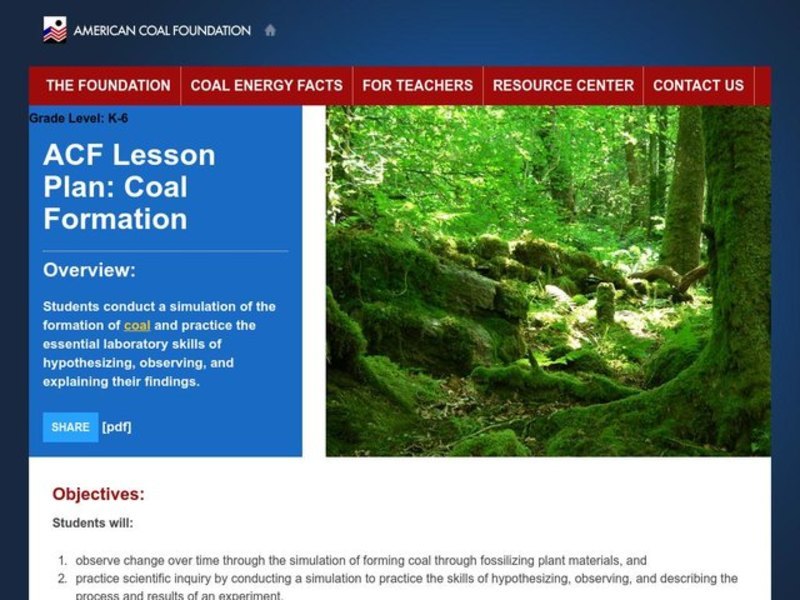 Coal Formation Lesson Plan