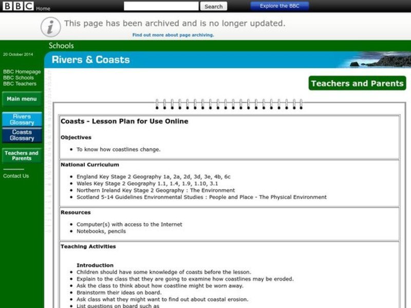 Coasts Lesson Plan