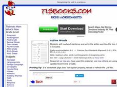 Action Words Worksheet