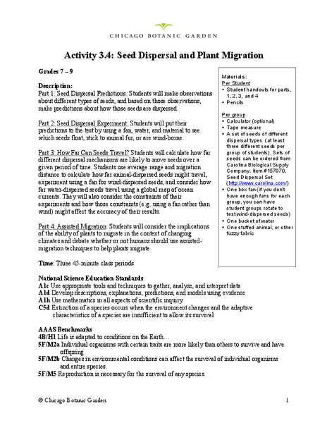 Seed Dispersal and Plant Migration Lesson Plan