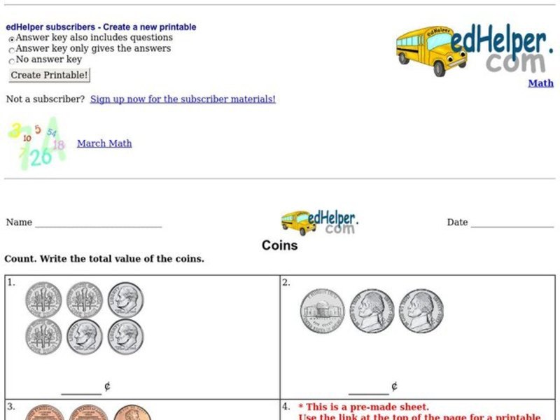 Coins 2 Worksheet
