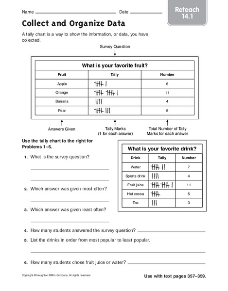 Collect and Organize Data: Reteach Worksheet