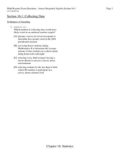 Collecting Data Worksheet