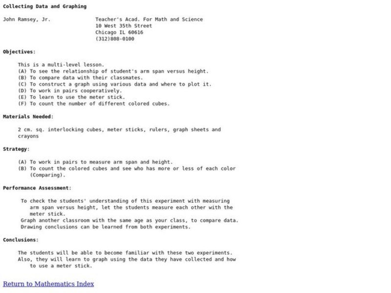 Collecting Data and Graphing Lesson Plan