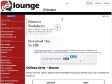 Collocations-- Nouns Worksheet