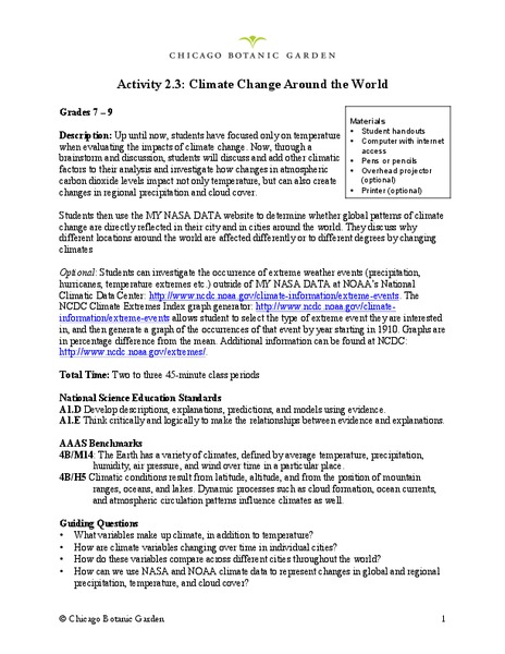Climate Change Around the World Lesson Plan