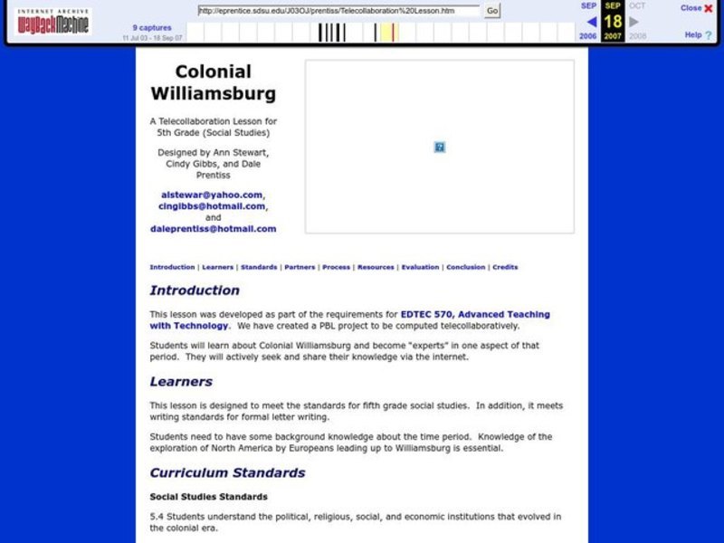 Colonial Williamsburg Lesson Plan