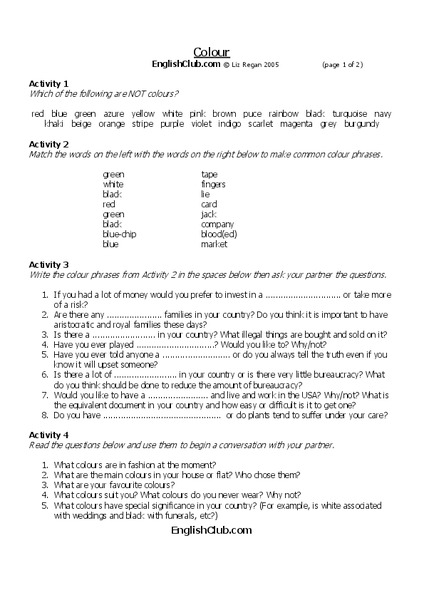 Color Worksheet