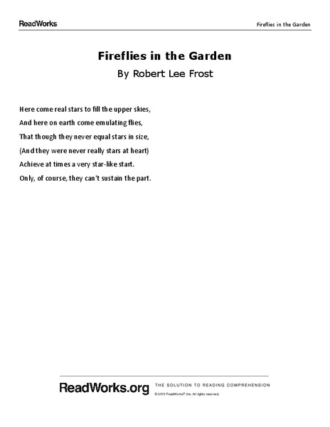 Fireflies in the Garden Worksheet