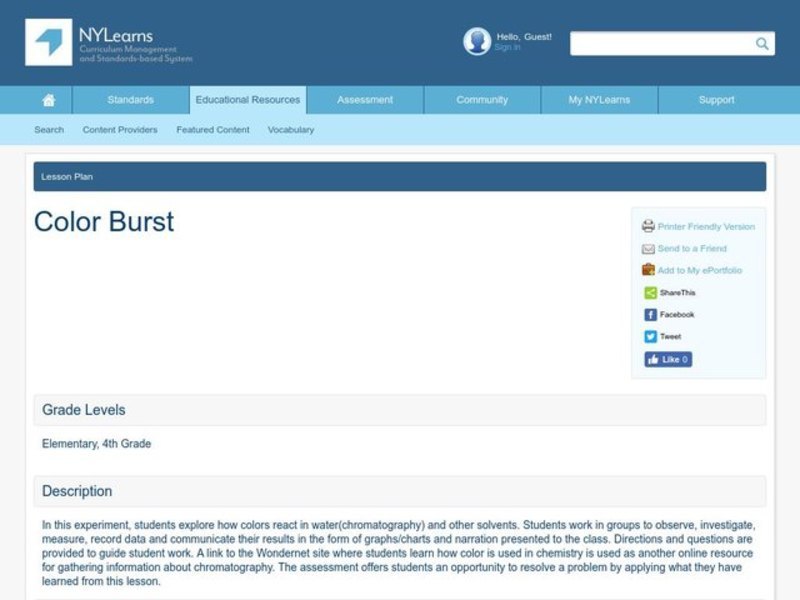 Color Burst Lesson Plan