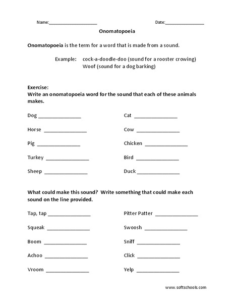 Onomatopoeia Worksheet