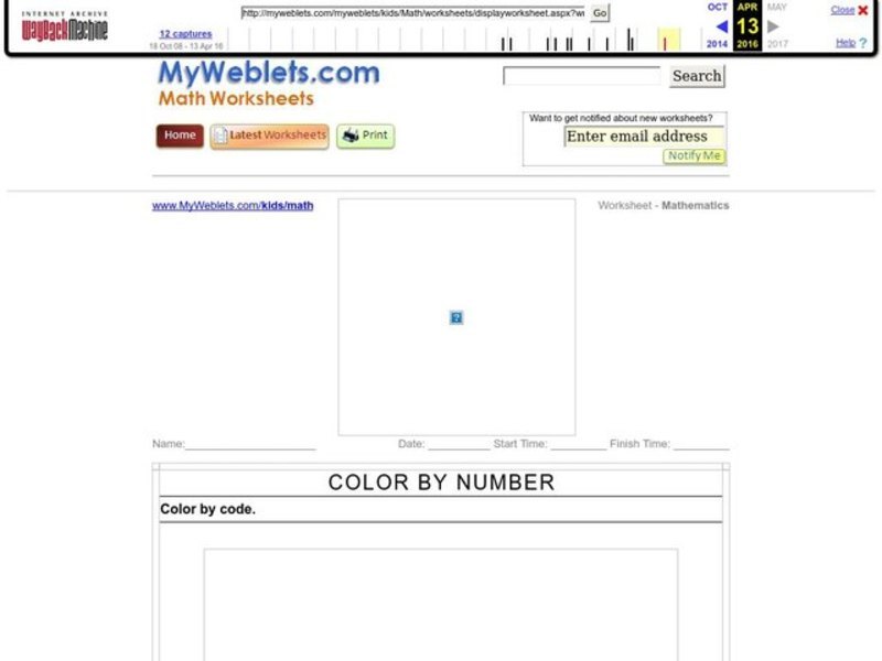Color by Number Worksheet