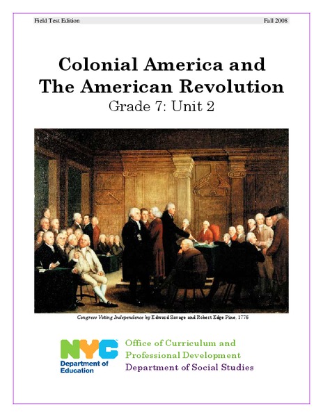 Colonial America and The American Revolution Unit Plan