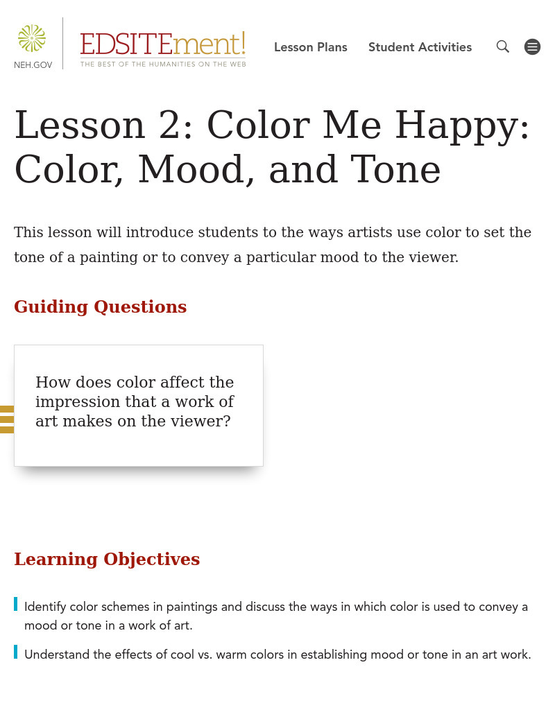 Color Me Happy: Color, Mood, and Tone Lesson Plan