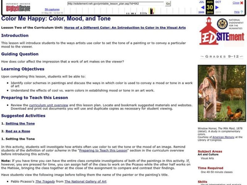 Color Me Happy: Color, Mood, and Tone Lesson Plan