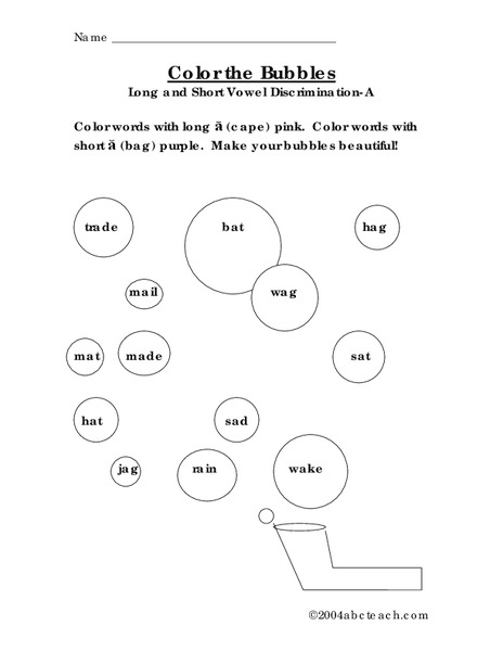 Color the Bubbles Worksheet