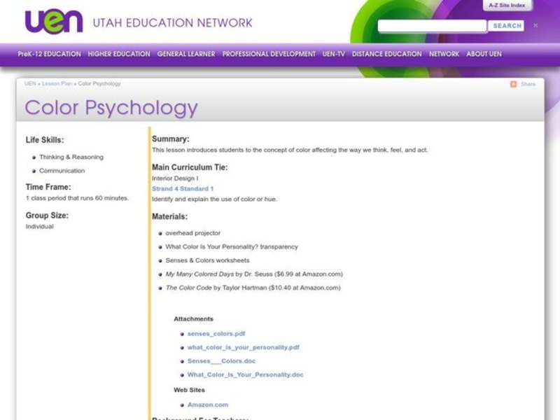 Color Psychology Lesson Plan