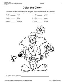 Color The Clown Worksheet