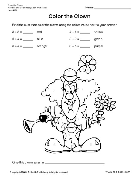 Color The Clown Worksheet