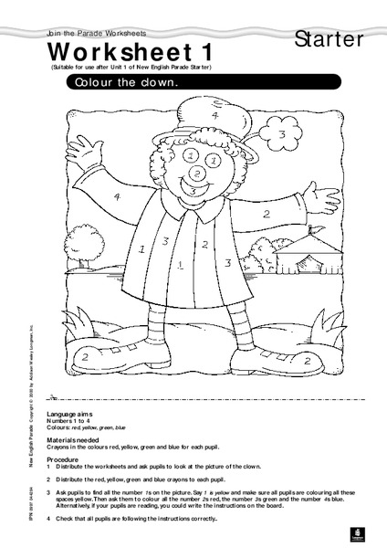 Color the Clown Worksheet