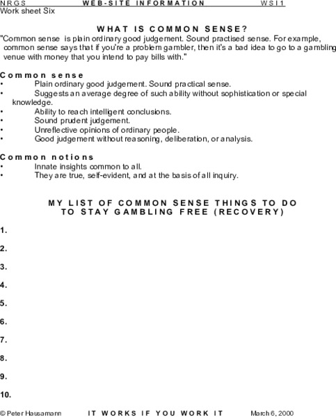 What is Common Sense? Worksheet