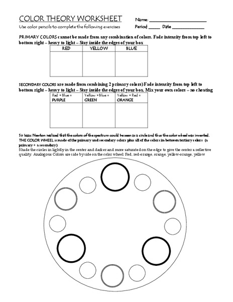 Color Theory Worksheet