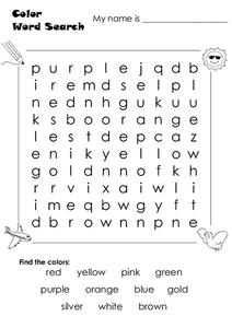 Color Word Search Worksheet
