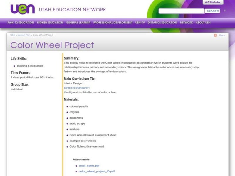 Color Wheel Project Lesson Plan
