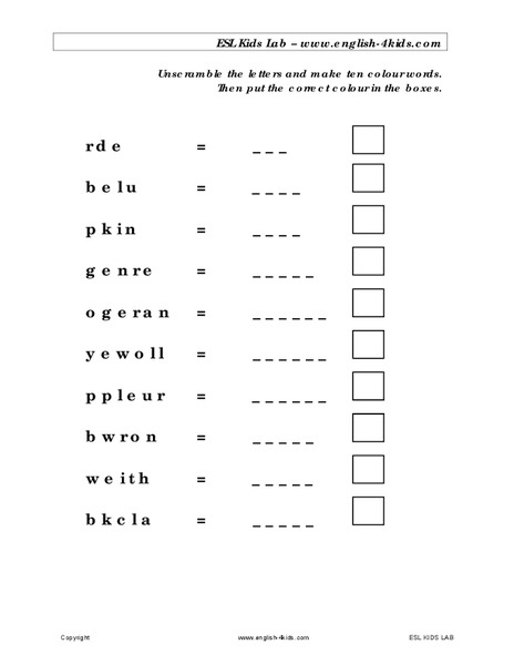 Color words Worksheet