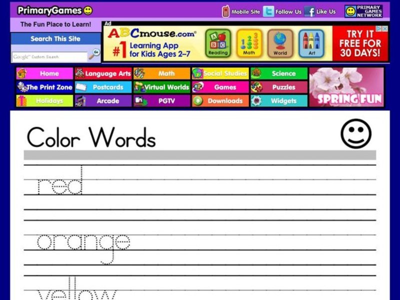 Color Words Worksheet