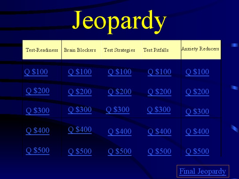 Test Your Best Jeopardy PPT