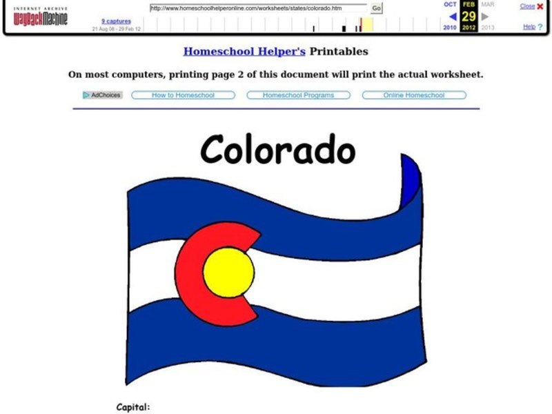 Colorado Worksheet
