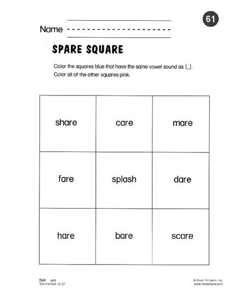 Spare Square -are Worksheet