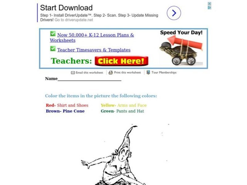 Coloring Activity: Red, Brown, Yellow and Green Worksheet